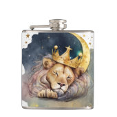Cute  king Lion Sleeping On The Moon               フラスク (正面)