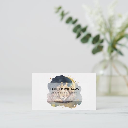 Cute  king Lion Sleeping On The Moon               名刺 (スタンド正面)