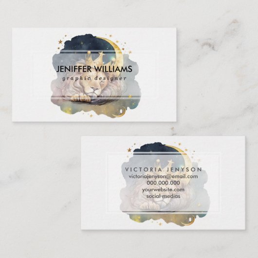 Cute  king Lion Sleeping On The Moon               名刺 (正面/裏面)