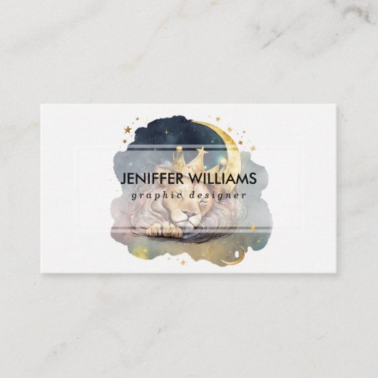 Cute  king Lion Sleeping On The Moon               名刺 (正面)