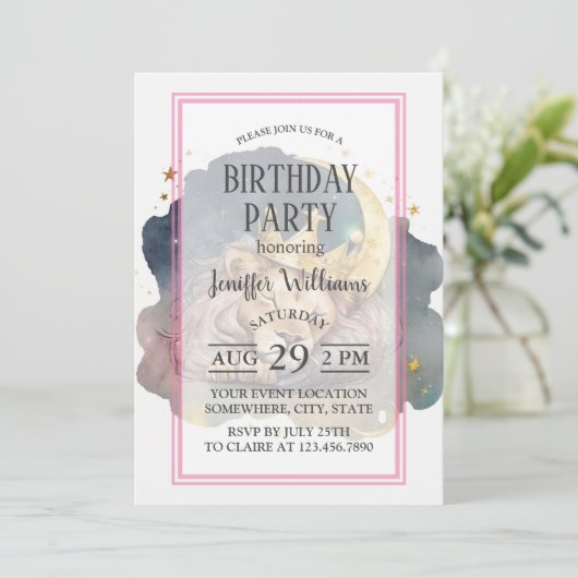 Cute  king Lion Sleeping On The Moon               招待状 (スタンド正面)