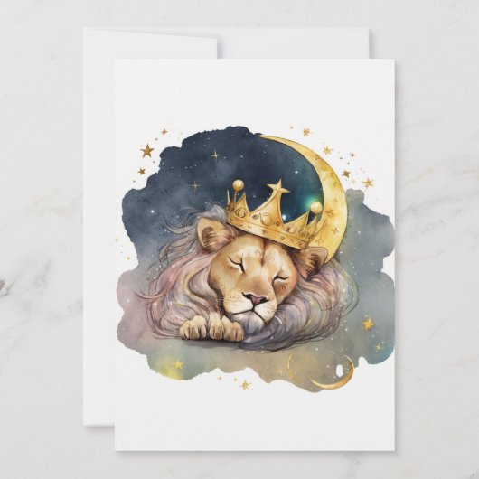 Cute  king Lion Sleeping On The Moon               招待状 (裏面)