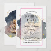 Cute  king Lion Sleeping On The Moon               招待状 (正面/裏面)