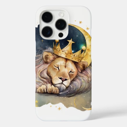 Cute  king Lion Sleeping On The Moon               Case-Mate iPhoneケース (裏面)