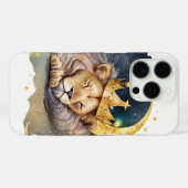 Cute  king Lion Sleeping On The Moon               Case-Mate iPhoneケース (裏面 (横))