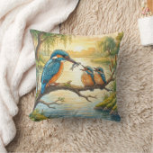 Cute Kingfisher And Chicks River and Lake Animals  クッション (ブランケット)