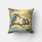 Cute Kingfisher And Chicks River and Lake Animals  クッション (裏面)
