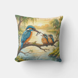 Cute Kingfisher And Chicks River and Lake Animals  クッション