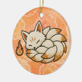 Cute Kitsune Nine Tailed Fox Japanese Folklore セラミックオーナメント (左)