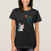 Cute Kitten Astronaut Playing Basketball For Cat Tシャツ (正面)