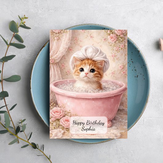 Cute Kitten Bath カード