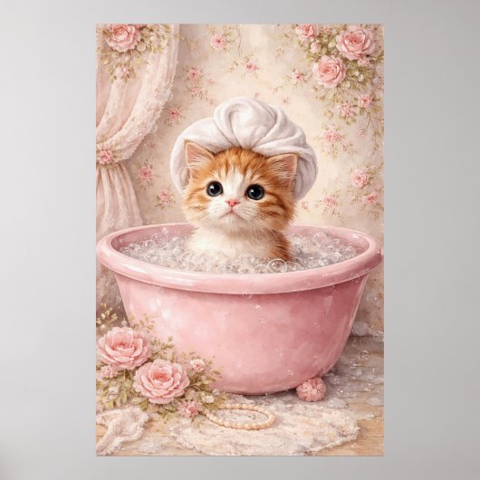 Cute Kitten Bath ポスター (正面)