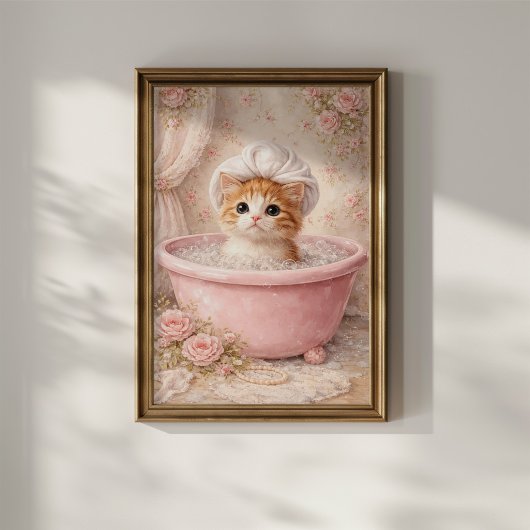 Cute Kitten Bath ポスター