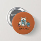 Cute Kitten Cartoon Line Yarn Hobbies Art 缶バッジ (正面&裏面)