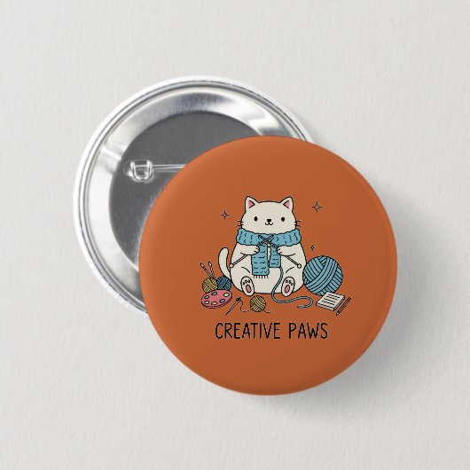 Cute Kitten Cartoon Line Yarn Hobbies Art 缶バッジ (正面&裏面)