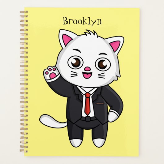 Cute kitten cat in business suit cartoon プランナー手帳 (正面)