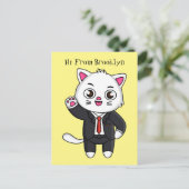 Cute kitten cat in business suit cartoon  ポストカード (スタンド正面)