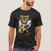Cute Kitten Cat Playing Guitar  1 Tシャツ (正面)