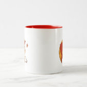 Cute Kitten Cat Red Yellow Umbrella Fall ツートーンマグカップ (中央)