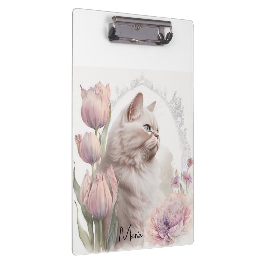 Cute Kitten Cats Floral Clipboard クリップボード (右)