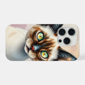 Cute Kitten Design with Vibrant Eyes iPhoneケース (裏面横)
