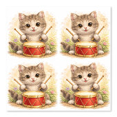Cute Kitten Drum Pattern Wallpaper Kids 壁紙 (正面)