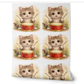 Cute Kitten Drum Pattern Wallpaper Kids 壁紙 (ほどく)