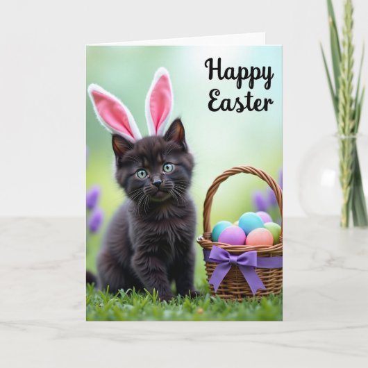 Cute Kitten Easter Wishes Card カード (正面)
