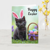 Cute Kitten Easter Wishes Card カード (黄色い花)