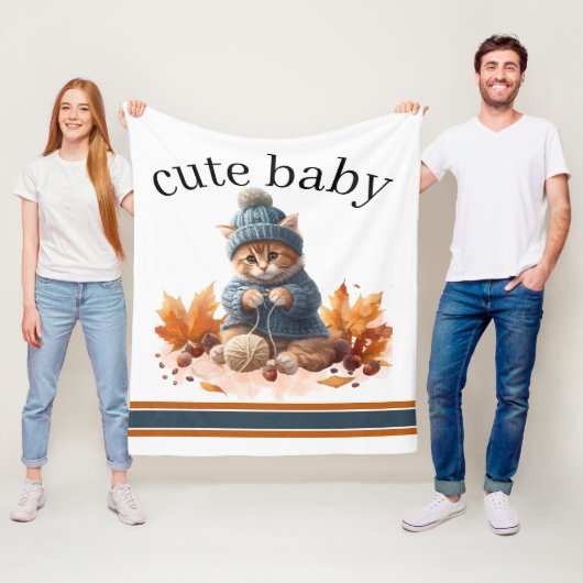Cute Kitten Elegant Knittin' Kittens Baby Blanket フリースブランケット (インサイチュ)