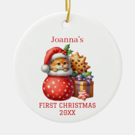 Cute Kitten First Christmas セラミックオーナメント