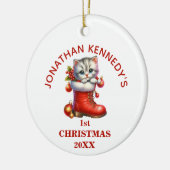Cute Kitten First Christmas Personalized セラミックオーナメント (左)