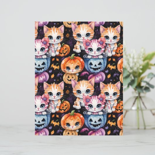 Cute Kitten Halloween Trick-or-Treat Paper (スタンド正面)