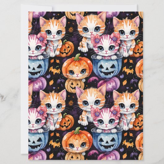 Cute Kitten Halloween Trick-or-Treat Paper (正面)