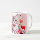 Cute kitten hearts flowers コーヒーマグカップ (正面右)