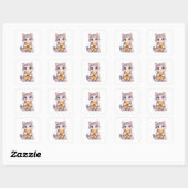 Cute Kitten Hugging Teddy Bear Square Sticker スクエアシール (シート)