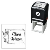 Cute Kitten in a Bag Signature Name Stamp セルフインキングスタンプ (インサイチュ)