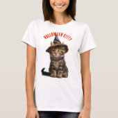 Cute Kitten in a Witches Hat Halloween Tシャツ (正面)
