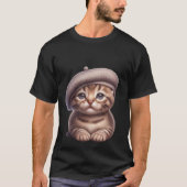 Cute Kitten in Grey Beret Artist Cat  ✨🐾🎨 Tシャツ (正面)