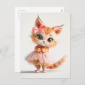 Cute Kitten in light Pink Dress シーズンポストカード (正面/裏面)