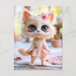 Cute Kitten in Pink Dress シーズンポストカード