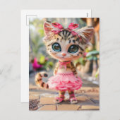Cute Kitten in Pink Skirt シーズンポストカード (正面/裏面)
