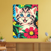 Cute Kitten in Pop Art Painting Style Canvas Print キャンバスプリント (インサイチュ (リビング))