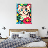 Cute Kitten in Pop Art Painting Style Canvas Print キャンバスプリント (インサイチュ (寝室))