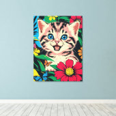Cute Kitten in Pop Art Painting Style Canvas Print キャンバスプリント (インサイチュ (ウッドフロア))