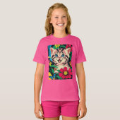 Cute Kitten in Pop Art Painting Style T-Shirt Tシャツ (正面フル)