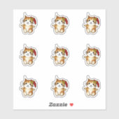 Cute Kitten in Santa Hat シール (シート)