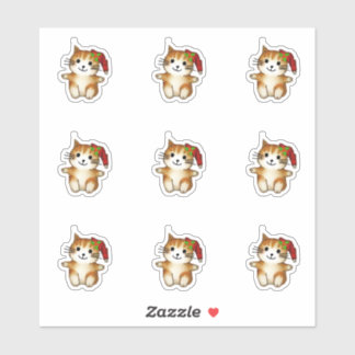 Cute Kitten in Santa Hat シール