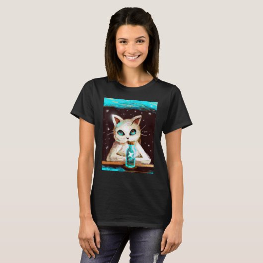 Cute kitten in space artwork cat meme tシャツ (正面フル)