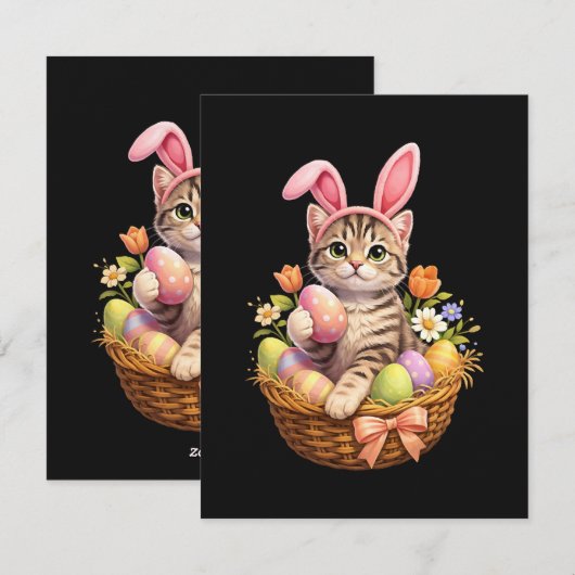 Cute Kitten Lovers Happy Easter Cat シーズンカード (正面/裏面)